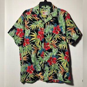 Hilo Hattie Men’s Short Sleeve Hawaiian Made Button Down Shirt Pocket Sz Large